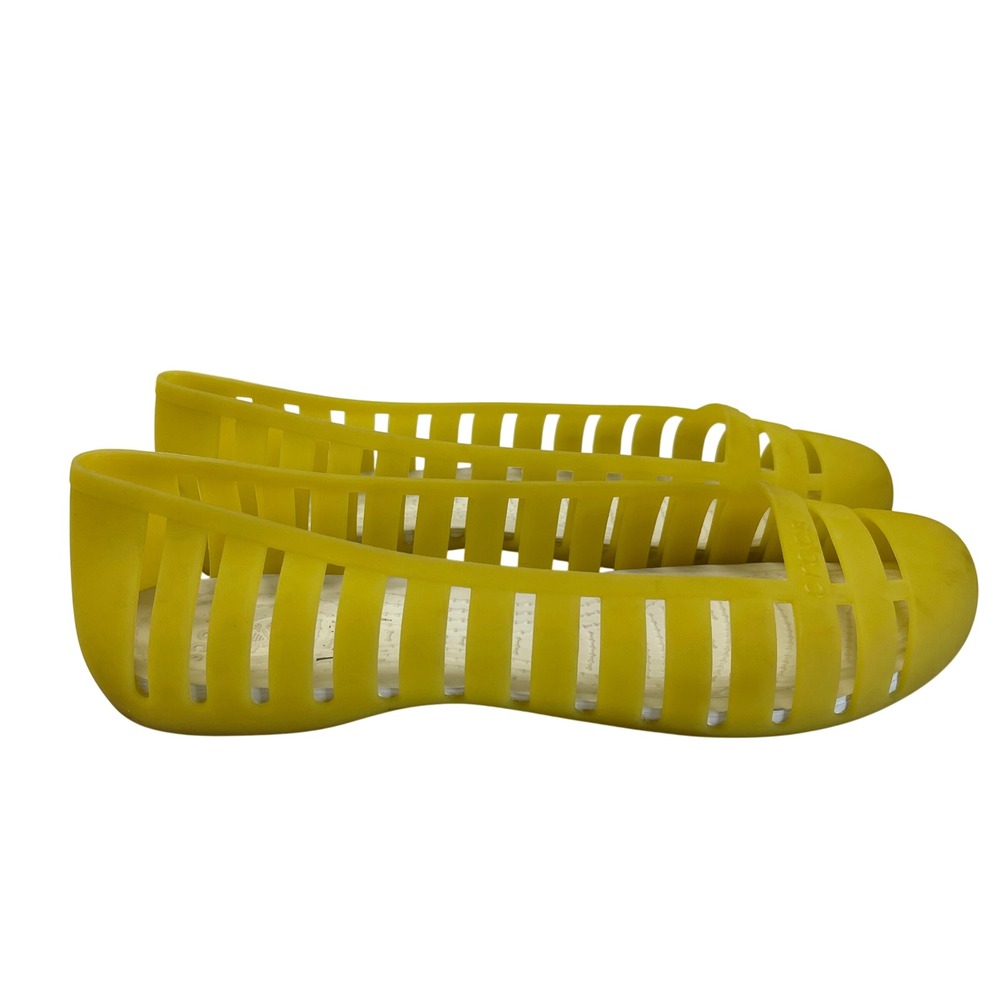 Crocs Adrina II Jelly Flats Women Size 9 Yellow Strappy Huarache Slip On Shoes